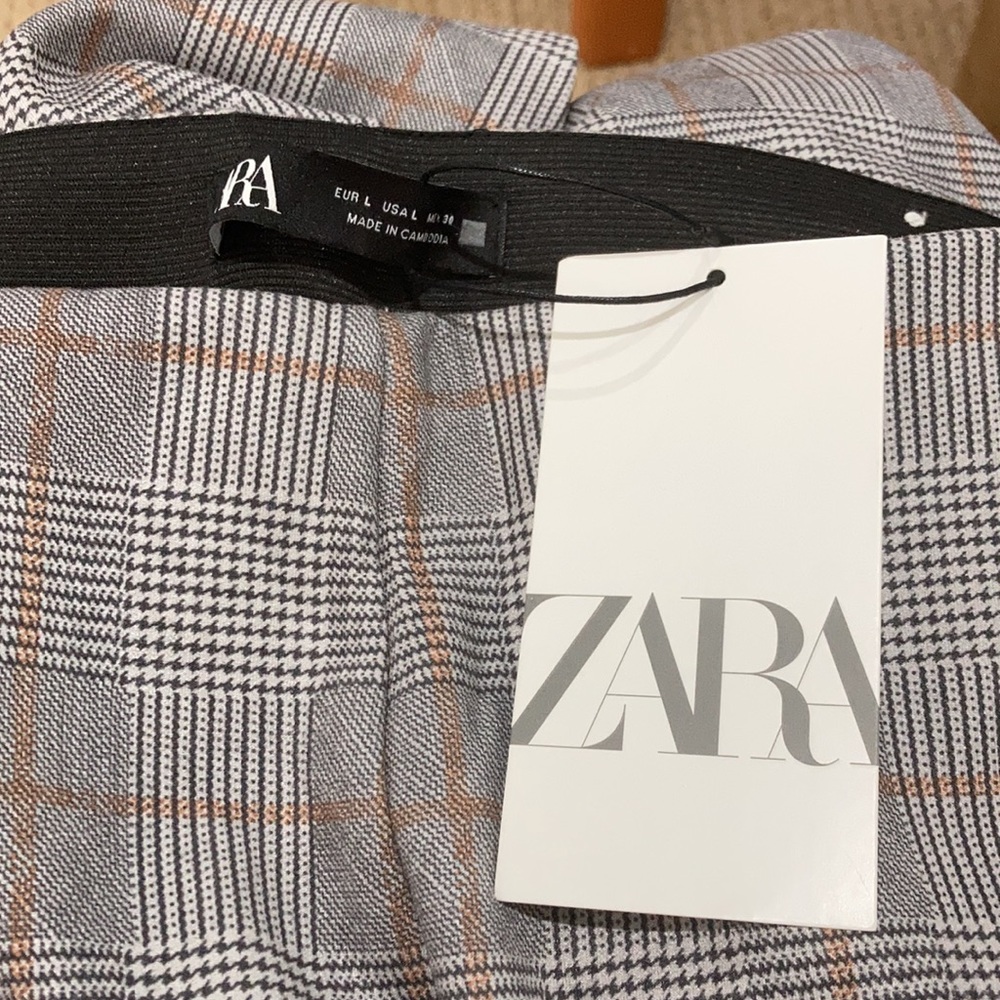 NWT Zara plaid straight leg pants large - Picture 3 of 6